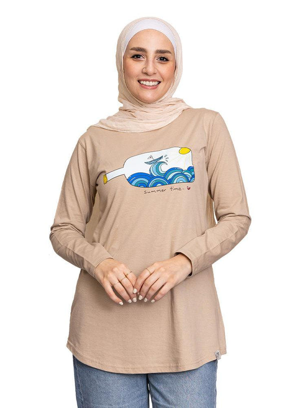 Latte Printed Long - Sleeve Design 39 - Khotwh